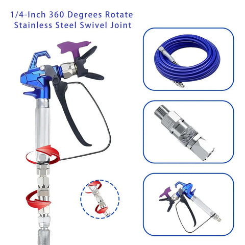 360 Degree Swivel Sprayer Joint For Airless Hoses Stainless Steel Heavy Duty 1 Quarter Inch Connector For Spray Gun Hose High Pressure Swivel Fitting Durable Graco Paint Sprayers Hose Adapter 3 Piece Set on airless spray gun