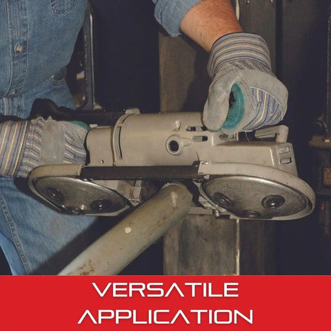 Worker using Beefy Bi Metal Portaband Saw Blade For Metalworking Shops And DIY Projects, Heavy Duty Performance For Fast, Clean Cuts