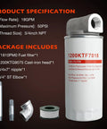 Heavy Duty Fuel Filter Spin On Particulate Replacement For Transfer Pumps 18 GPM 50 PSI Includes 1200KTG9075 Head
