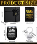 Engineers Week Gift Set For Men And Women Includes 12 Oz Stainless Steel Tumbler With Lid And Straw Socks Keychain Notebook And Pen In Gift Box with product dimensions shown.