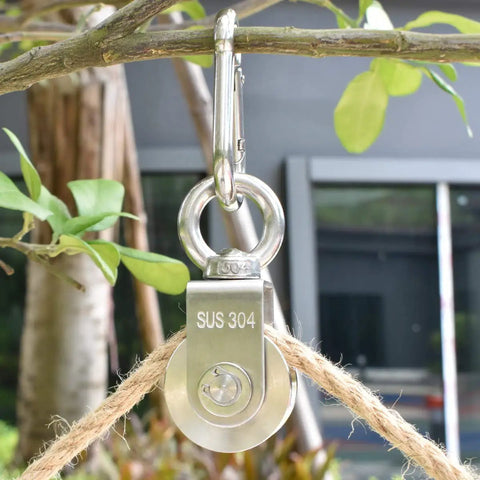 Heavy Duty Pulley Wheel Built Tough With Two Bearings For Rope Loading And Washing Line, 360 Degree Swivel Shoulder Pulley Block