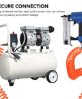 Heavy Duty 18 Gauge Pneumatic Brad Nailer Drives 3 8 To 2 Inch Finish Nails For Trim And Carpentry with air compressor and hose.