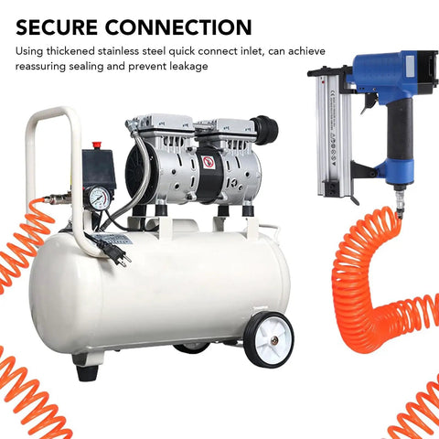 Heavy Duty 18 Gauge Pneumatic Brad Nailer Drives 3 8 To 2 Inch Finish Nails For Trim And Carpentry with air compressor and hose.