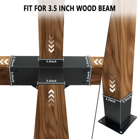 Heavy Duty 4 Way Right Corner Pergola Brackets Kit For 3.5 Inch Wood Beams And 4x4 Posts With Post Anchors 4 Pack
