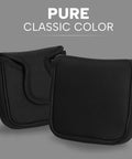 All Black Mallet Putter Head Cover With Magnetic Closure For A Snug Fit Square Style Nylon Version, front and angled view.