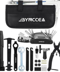 All In One Bicycle Tire Repair Kit With Portable Pump Patch Kit Levers Wrench Chain Tool And 16 In 1 Multi Tool In A Repair Bag