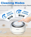 Sleek Ultrasonic Cleaner Kicks Deep Grime From Retainers Mouth Guards And Braces With Dual Modes for easy cleaning time settings.