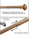 Heavy Duty Wood Look Curtain Rods For Windows 48 To 84 Inches With One Inch Diameter And Imitation Wood Grain Finials details.
