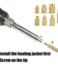 DIY Ready Heated Insert Kit With 1 Hot Iron Rod And 7 Tip Inserts Including M2 M2.5 M3 M4 M5 M6 M8 And 330 Brass Knurled Nuts For Plastic And 3D Printing Projects, showing hot iron rod and brass knurled nuts.