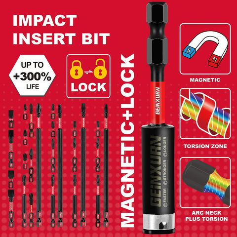Impact Tough Magnetic 45 Piece Bit Set With S2 Alloy Steel Insert Bits Magnetic Bit Holder And Mini Wrench with magnetic lock