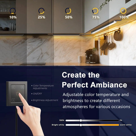 Six Pack Under Cabinet Lighting With Touch Control LED Light Bars, Dimmable And Color Temperature Adjustable kitchen setup