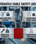 Lockout Tagout Cable Lock With Quick One Way Locking For Instant Isolation Industrial Safety Padlock with keys, steel cable