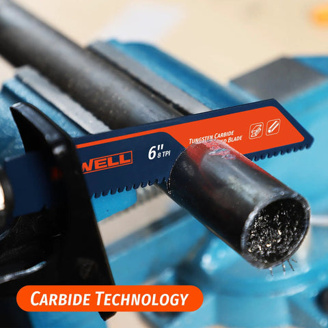 2 Pack Tungsten Carbide Reciprocating Saw Blades 8 TPI Heavy Duty For Thick Metal Cast Iron And Stainless Steel Demo Cut