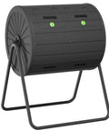 Front view of Leakproof 37.5 Gallon Compost Tumbler With Odorless Aeration, Resin Bin For Outdoor Use In Backyard And Organic Gardens