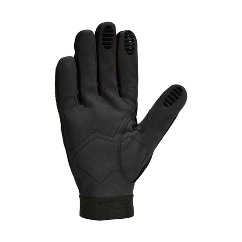 Men's Hustle Ready High Dexterity Work Gloves Featuring Solid Knuckle Guards Thick Synthetic Leather Palm Padded Comfort Adjustable Hook And Loop Closure Black Medium, showing the palm side.