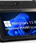 Built Different 10.1 Inch Rugged Tablet With High Speed Barcode Scanner Windows 11 Pro showing screen with Honeywell N4680.