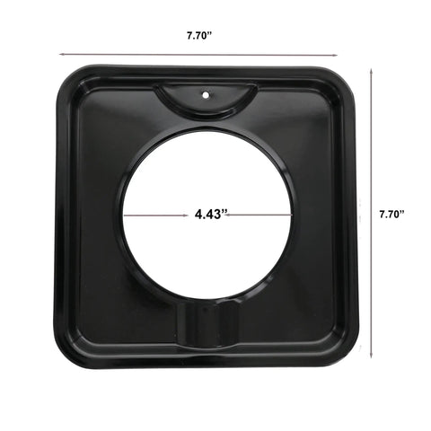 Heavy Duty 7.75 Inch Black Porcelain Square Gas Range Drip Pans Set of 4 Replacement for WP786333 AP6011553 PS11744751