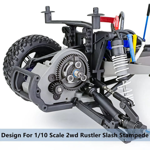 Beefed Up Steel RC Spur Gear Set 32P 56T With 18T Pinion for 1/10 Scale 2WD Rustler Slash Stampede drivetrain installation