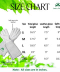 Long Goatskin Leather Gardening Gloves For Women And Men, Thorn Resistant Gauntlet For Rose Pruning, Size Chart