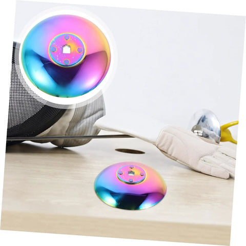 Stainless Steel Foil Hand Guard For Fencing Lightweight Wear Resistant Shield with bright colors on a wooden surface