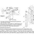 Diagram of K 5092 Steel and Diecast Security Door Heavy-Duty Keyed-Locking Mortise Handle Set installation steps