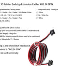 4 Pack 3D Printer Endstop Extension Cables XH2.54 3PIN Connector Cable Two Meters, coiled with connectors visible, for Ender 3 CR10 Anycubic Tronxy.