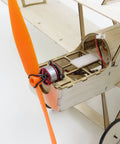 Close-up of Micro RAF SE5A Balsa Wood Biplane Kit With 14.8 Inch Wingspan Laser Cut Unassembled RC Plane motor and propeller