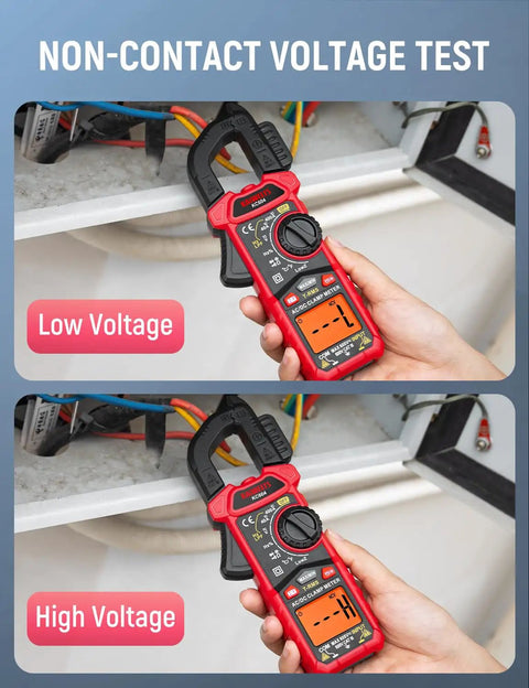 Pro Grade True RMS Clamp Meter Multimeter with D Shaped Jaw measuring non-contact low and high voltage