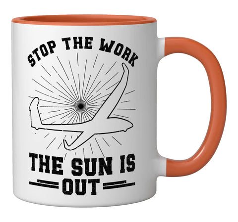 Sailplane Glider Ceramic Coffee Mug For Aviation Fans Who Live For That Fly High Vibe Orange And White Finish With A Bold Glider Theme