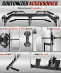 All In One Adjustable Smith Machine With Lat Pulldown System Multi Function Power Cage For Home Gym Cable Crossover Squat Rack Training Equipment With Attachments