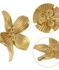 Brushed Brass Five-Leaf Flower Cabinet Knob And Dresser Pull For Wardrobe Drawers, Vintage Furniture Hardware For Bathroom And Kitchen Cabinets