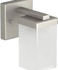 90 Degree One Light Dual Mount Vanity Light In Brushed Nickel With Frosted Glass For Bath Update, wall mounted view
