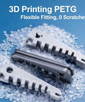 3D printed PETG eyeglass frame adjustment tool on plastic pellets for flexible fitting, shown in side view