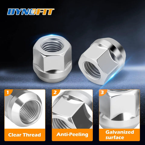 Open End Lug Nuts M14x1.5 Zinc 24Pcs With 19mm Hex Cone Fit Chevy Silverado GMC Sierra Ford F150 Ram 1500 6 Lug OEM Steel Rims
