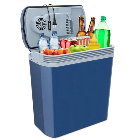 Keep Food And Drinks Fresh On The Go With This 24 L Portable Thermoelectric Cooler And Warmer For Vehicles And Trucks Open With Food