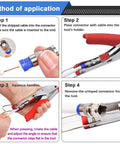 Method of using Coax Cable Crimper Tool Set For RG59 RG6 RG58 With Wire Stripper And Compression Fittings Includes 5 F Type RG6 Connectors