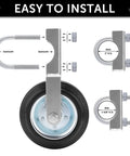 Heavy Duty 6 Inch Gate Wheel Caster For Smooth Glide On Metal Swing Gates Fits 1 5/8 To 2 Inch Frames. Installation details with sawtooth bracket.