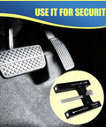 Craedli brake booster push rod adjustment tool (black) with aluminum magnet length gauge beside car pedals.