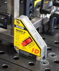 Adjust O Heavy Duty Magnetic Square With On Off Switch For Metalworking 65 LB Pull Ideal For 45 And 90 Degree Setup on metal table