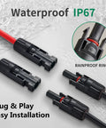 20 Feet 10 AWG Solar Panel Extension Cables With Pre Fitted Connectors Red And Black For Outdoor Use Heavy Duty Copper Wire 30A DC 1000V IP67