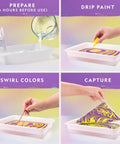 Marbling Paint Craft Kit For Kids Dope Marble Art Set With Easy Transfer To Paper Sheets For Framing And Gift Ideas Creative Arts And Crafts Activity For Boys And Girls, plastic tray demo
