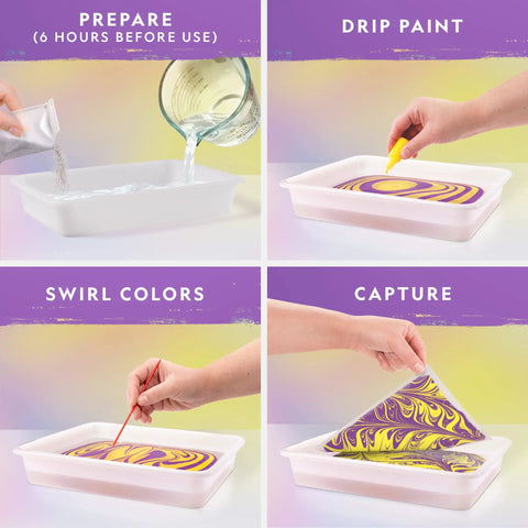 Marbling Paint Craft Kit For Kids Dope Marble Art Set With Easy Transfer To Paper Sheets For Framing And Gift Ideas Creative Arts And Crafts Activity For Boys And Girls, plastic tray demo