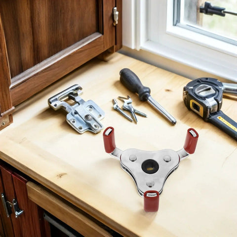 No Sweat Smoke Sensor Disassembly Tool Built With Rugged Aluminum Alloy Body And Reliable Gripper Head on a wooden workbench.