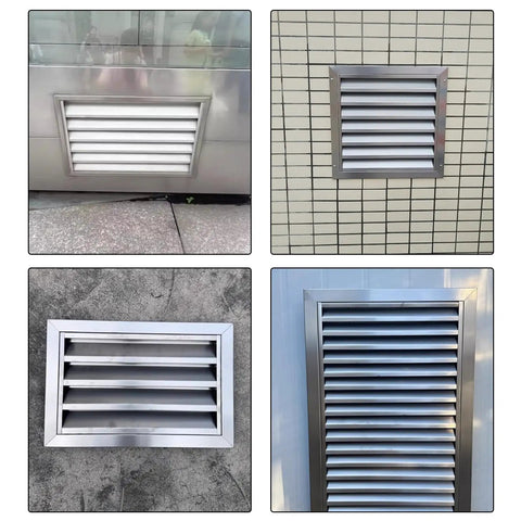 Rock Solid Stainless Steel Louvered Access Panel For Drywall And Outdoor Plumbing Inspection Doors Featuring No Sweat Installation Built Like A Tank With Slick Ventilation Grille Cover Available In Multiple Sizes, shown in various installations.