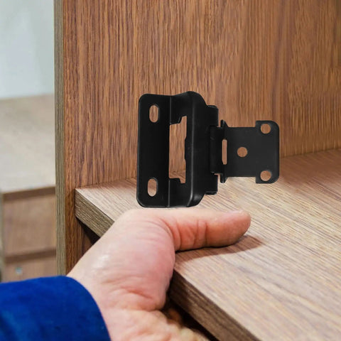 Installation of Self Closing Cabinet Door Hinges Built Tough Heavy Duty Steel Half Inch Overlay Two Pack Semi Concealed Design