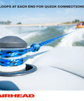 60 Foot Tow Rope For 1 To 3 Rider Towable Tubes UV Resistant And Pre Stretched 16 Strand Rope With Loops At Both Ends in use