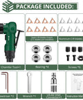 EYPINS mini pneumatic chamfering tool with 16 C/R blades (steel and aluminum) and accessory kit