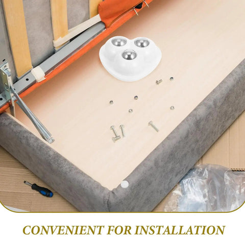 Total Game Changer For Moving Bedroom Sets With Eight Heavy Duty Swivel Casters And Strong Peel And Stick Pads, installation details with screws.
