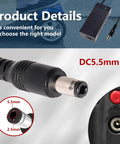 Close-up of the 54.6V 1.5A UL Certified Electric Scooter And E Bike Charger with DC 5.5x2.5mm plug for 48V batteries
