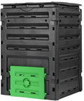120 Gallon BPA Free Garden Compost Bin No Fuss Easy Assembly And Aerating Outdoor Compost Box in black plastic.